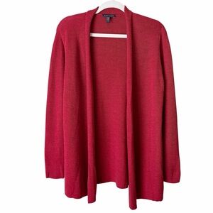 Eileen Fisher | 100% Merino Wool Open Front Cardigan Sweater Red Medium